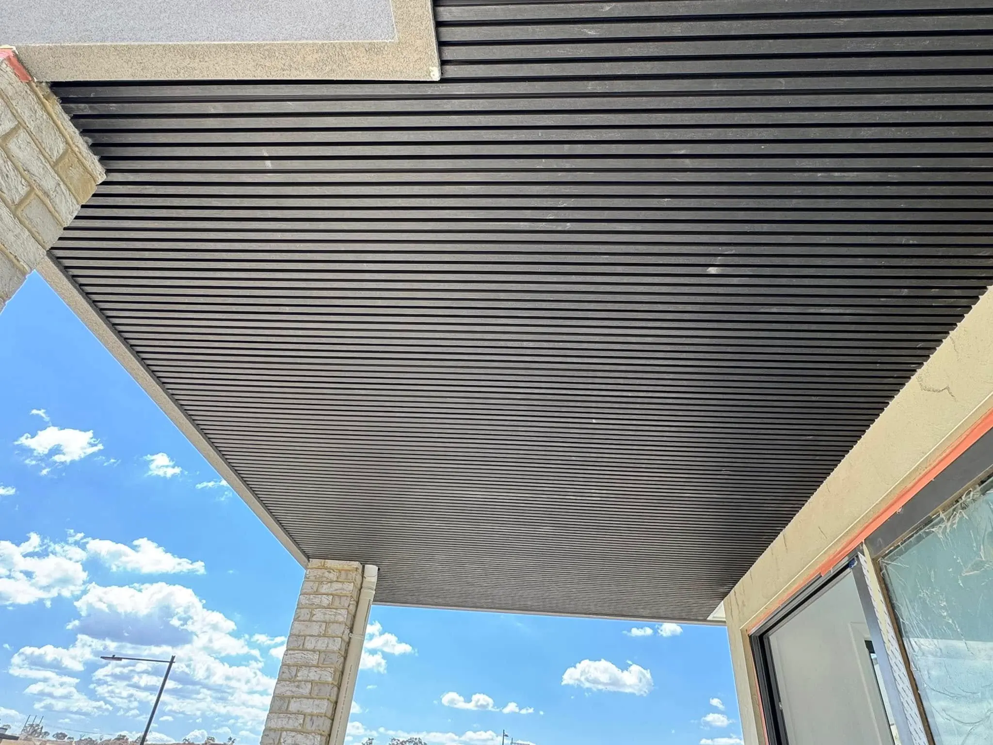 Close-up of black batten underside finish