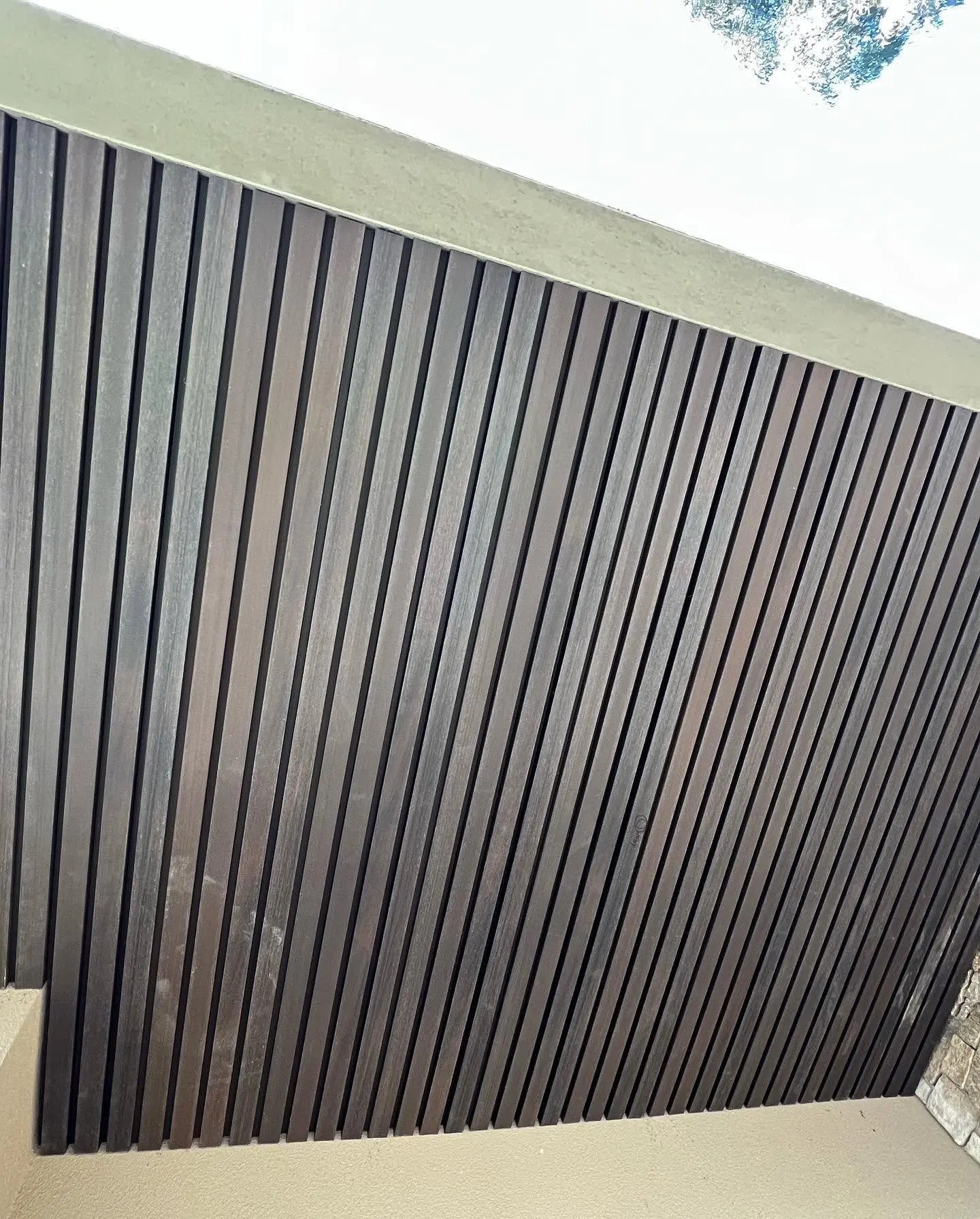 Close-up detail of timber-look soffit battens