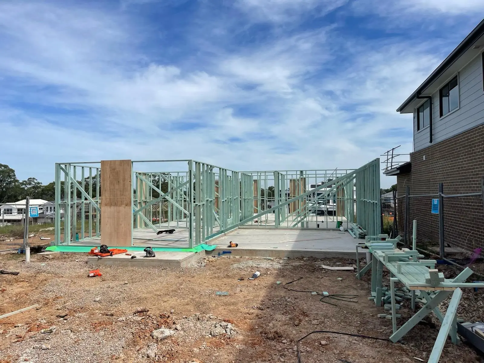 Wall and roof framing on a new residential build